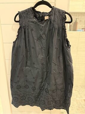 EUC GAP x Doen Navy Blue Eyelet Mini Dress